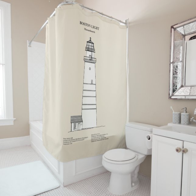 Boston Light Lighthouse - Massachusetts - SBD Shower Curtain (In Situ)