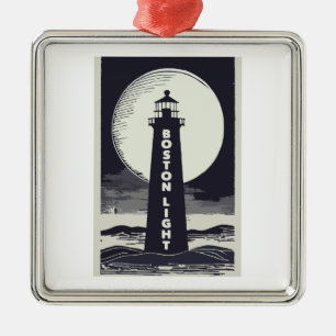 Boston Light Lighthouse Moon Metal Tree Decoration