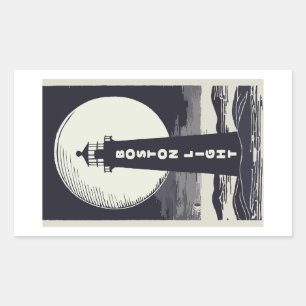 Boston Light Lighthouse Moon Rectangular Sticker