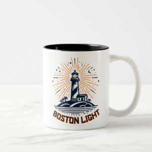 Boston Light Lighthouse Sunrise Two-Tone Coffee Mug