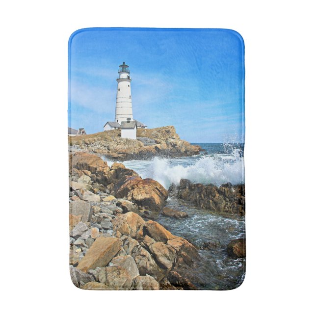 Boston Lighthouse, Massachusetts Bath Mat (Front Vertical)