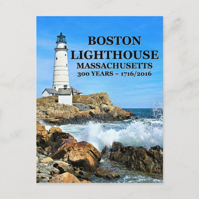 Boston Lighthouse, Massachusetts Postcard (Front)