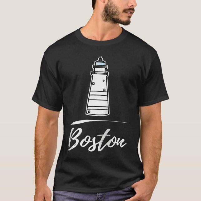 Boston lighthouse Massachusetts Raglan Baseball T-Shirt (Front)
