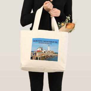 Boston Lighthouse, Massachusetts Tote Bag