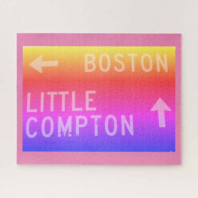 Boston, Little Compton, RI Rainbow Sign Jigsaw Puzzle (Horizontal)