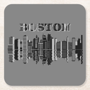 Boston logo square paper coaster