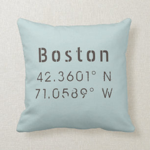Boston  Longitude Latitude Throw Pillow