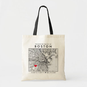 Boston Love Locator   City Map Wedding Welcome Tote Bag