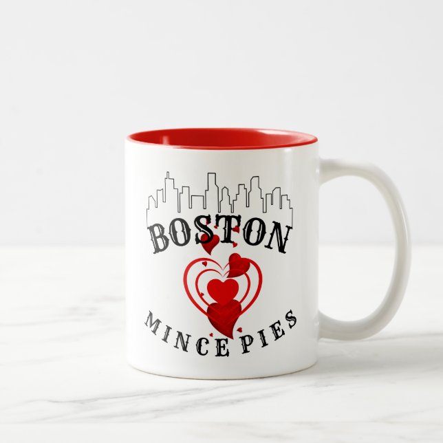 Boston Loves Mince Pies Cityscape Two-Tone Coffee Mug (Right)