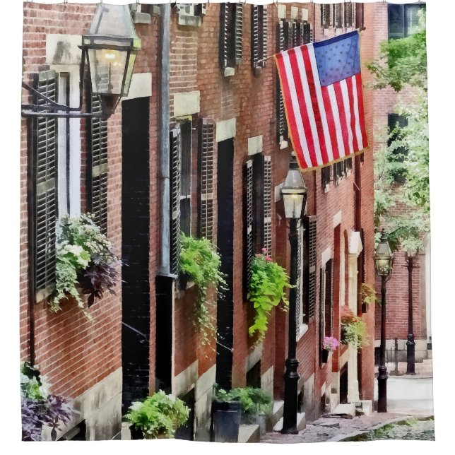 Boston MA - Acorn Street Shower Curtain (Front)