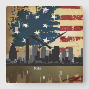 Boston, MA American Cities CityScape Wall Clock