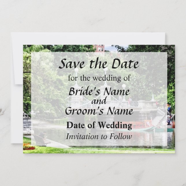 Boston MA - Boston Public Garden Bridge Save The Date (Front)
