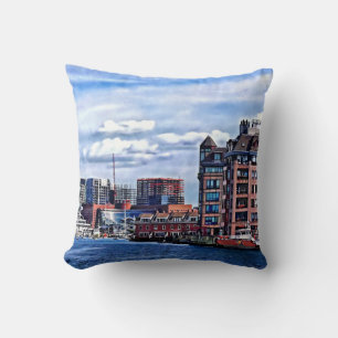 Boston MA- Fire Boat Docked in Boston Inner Harbou Cushion