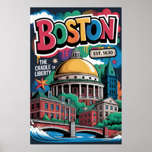 Boston MA Graffiti Urban Travel Poster