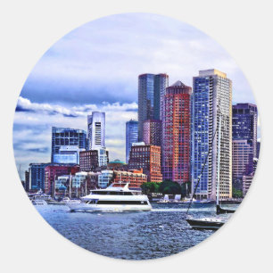 Boston MA - Inner Harbour Near New England Aquariu Classic Round Sticker