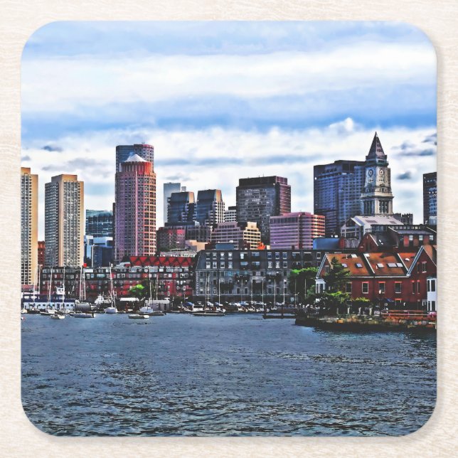 Boston MA - Inner Harbour Square Paper Coaster (Front)