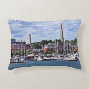 Boston MA - Marina With Bunker Hill Monument Decorative Cushion