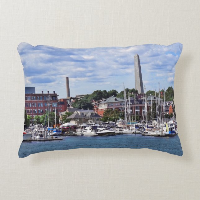 Boston MA - Marina With Bunker Hill Monument Decorative Cushion (Front)