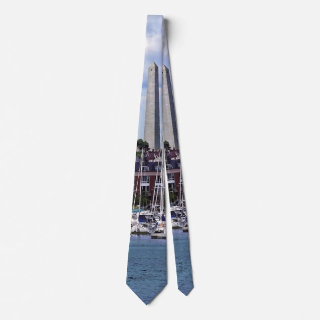 Boston MA - Marina With Bunker Hill Monument Tie (Front)