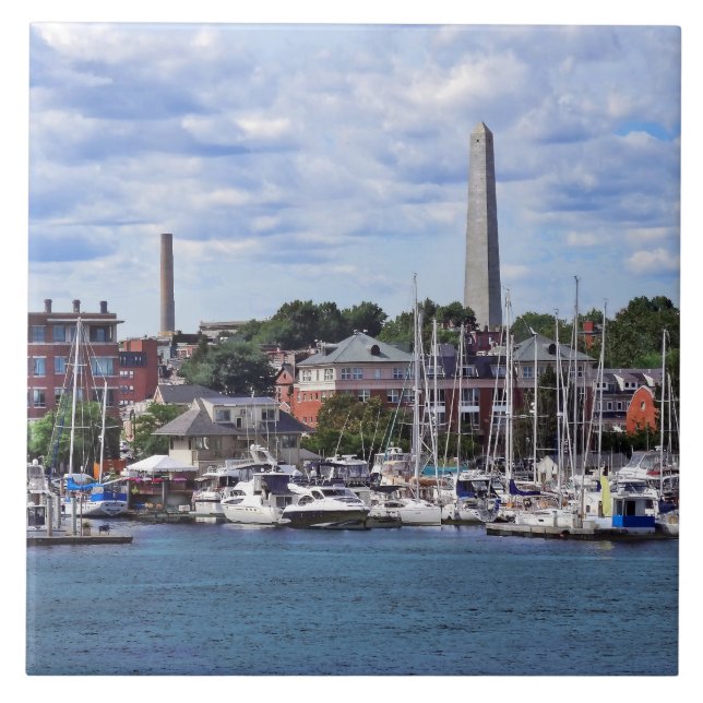 Boston MA - Marina With Bunker Hill Monument Tile (Front)