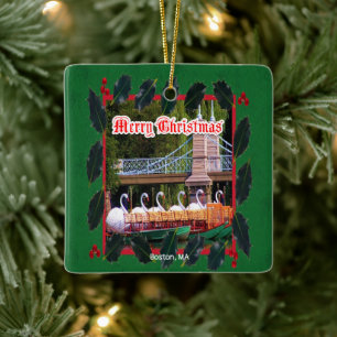 Boston, MA - Merry Christmas Ceramic Ornament