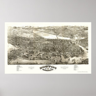 Boston, MA Panoramic Map - 1880 Poster