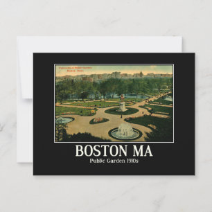 Boston MA, Public Garden 1910s Vintage Inspired Postcard