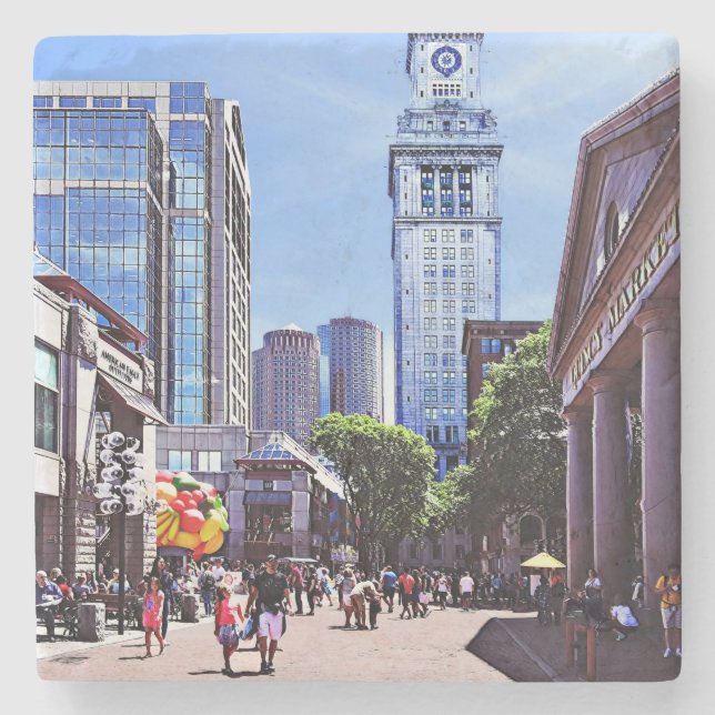 Boston MA - Quincy Market Stone Coaster (Front)