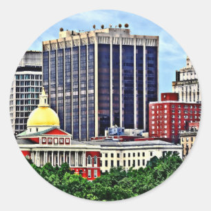 Boston MA - Skyline with Massachusetts State House Classic Round Sticker