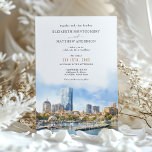 Boston MA USA City Skyline Wedding Invitation<br><div class="desc">Set the scene for your special day with our Boston Skyline Elegance Wedding Invitation, the perfect announcement for couples tying the knot in the historic and picturesque city of Boston. This beautifully designed invitation features a watercolor depiction of Boston's iconic skyline, with its mix of traditional architecture and modern skyscrapers,...</div>