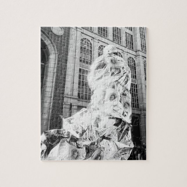 Boston, MA USA, Runner in Foil Boston Marathon Jigsaw Puzzle (Vertical)