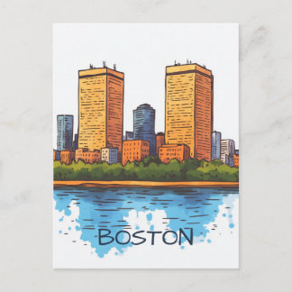 Boston MA USA Travel Postcard