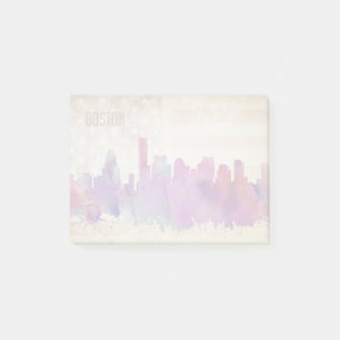 Boston, MA Watercolor City Skyline Post-it Notes