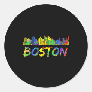 Boston Machusetts Shirt Skyline Paint Vintage  Classic Round Sticker