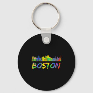 Boston Machusetts Shirt Skyline Paint Vintage Key Ring