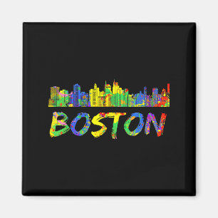 Boston Machusetts Shirt Skyline Paint Vintage  Magnet