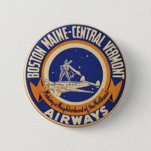 Boston Maine-Central Vermont Airways Logo 6 Cm Round Badge (Front)