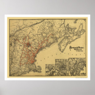 Boston & Maine Railroad Map 1898 Poster
