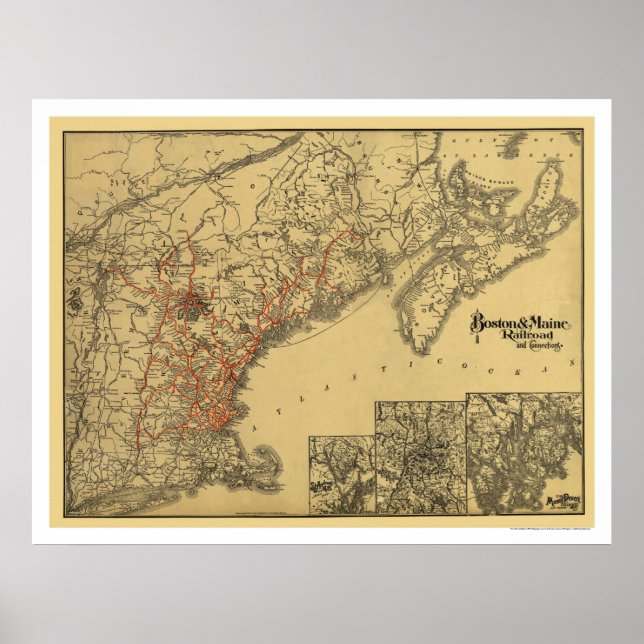 Boston & Maine Railroad Map 1898 Poster (Front)