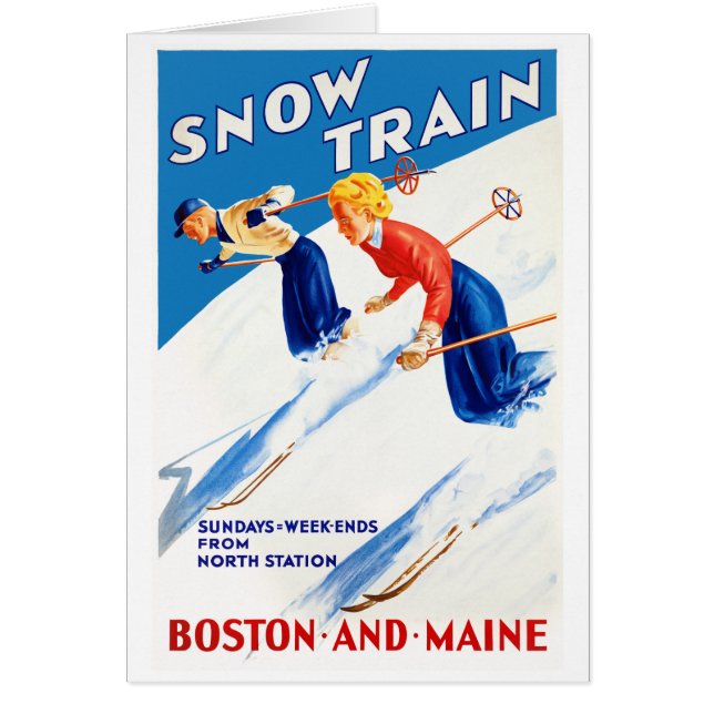 Boston Maine Vintage Travel Poster Restored (Front)