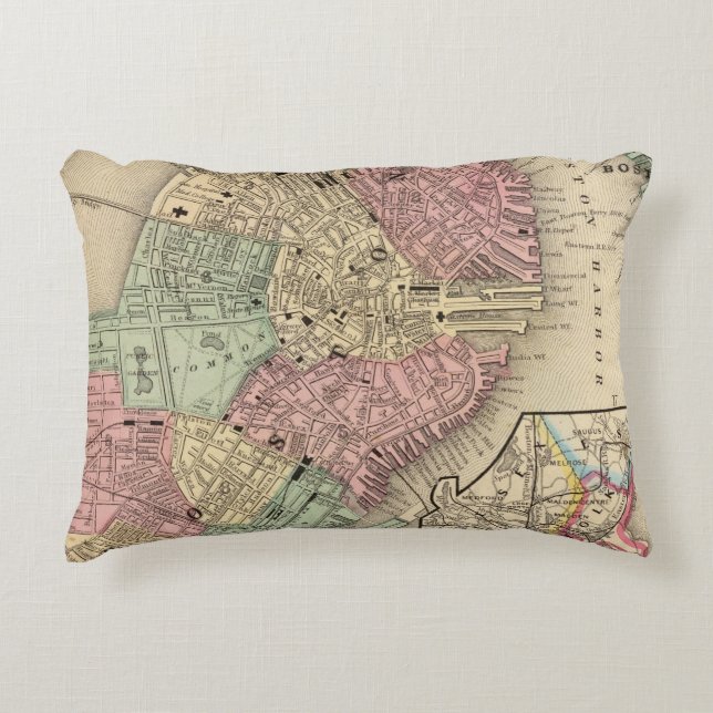 Boston Map by Mitchell Decorative Cushion (Front)