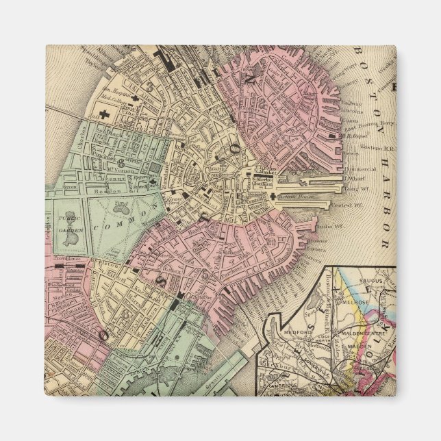 Boston Map by Mitchell Magnet (Front)