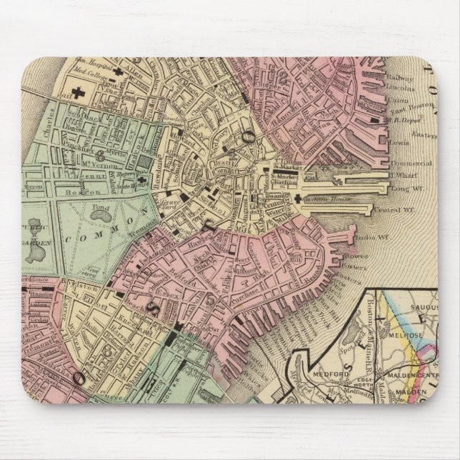Boston Map by Mitchell Mouse Mat (Front)