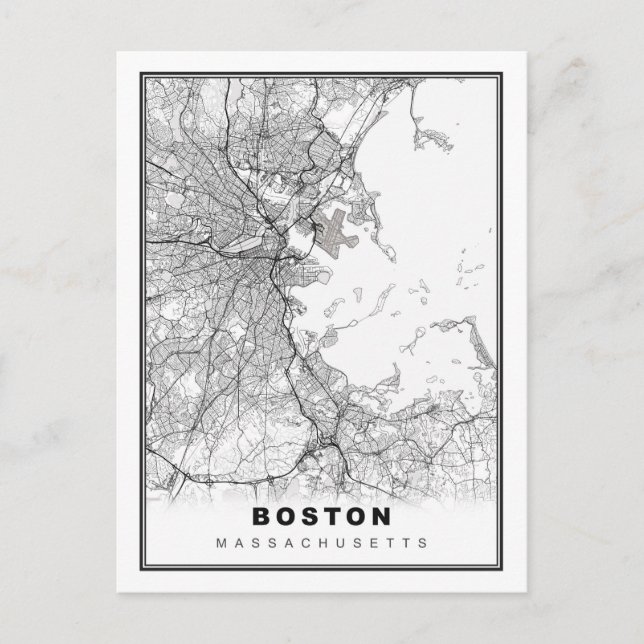 Boston Map Holiday Postcard (Front)