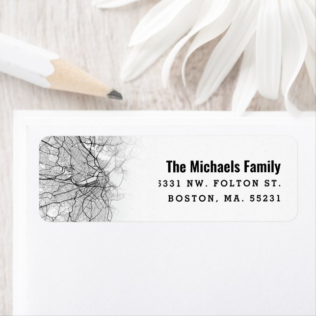 Boston Map Themed | Return Label (Insitu)
