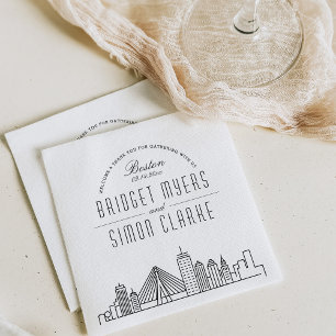 Boston, Mass Deco Skyline   Wedding Event Napkins
