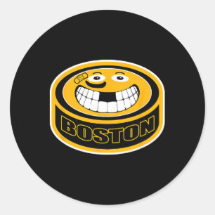 Boston Mass. Funny Kid Adult Puck Smile Face Gift Classic Round Sticker