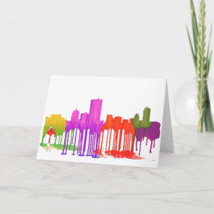 BOSTON MASS. SKYLINE PUDDLES - HOLIDAY CARD