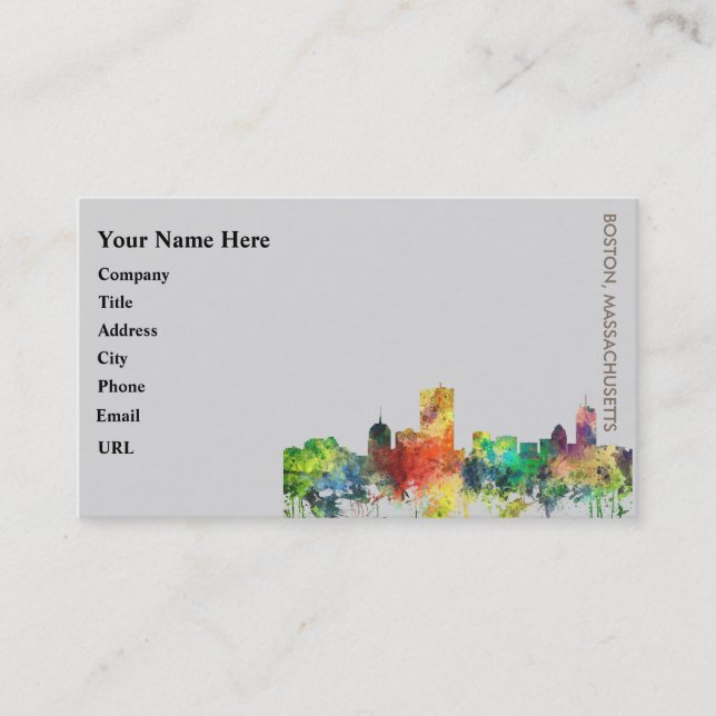 BOSTON MASS. SKYLINE SP - BUSINESS CARD (Front)