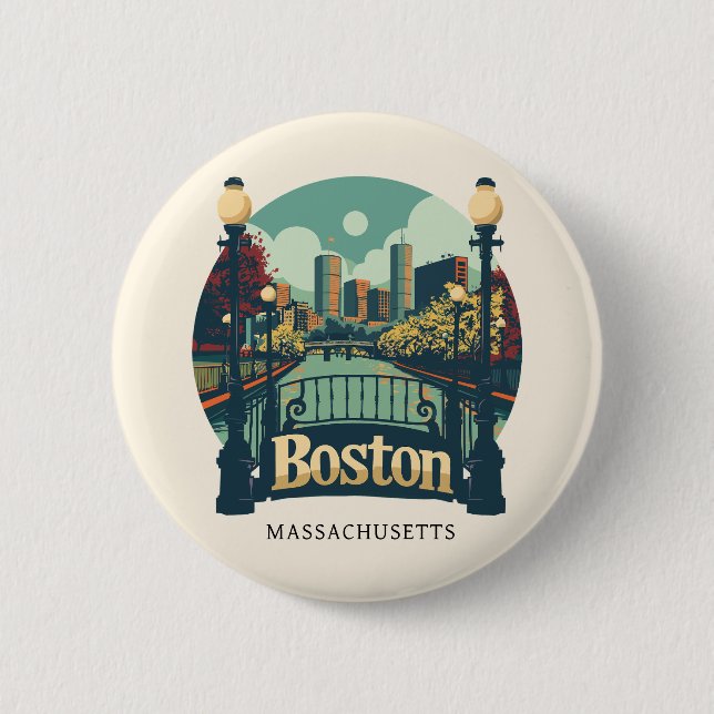 Boston Massachusetts 6 Cm Round Badge (Front)
